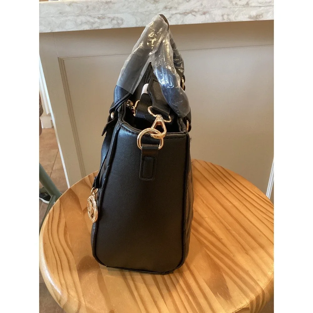 VALENTINO ORLANDI‎ Black Quilted Satchel Top Handle Crossbody Purse New V-2012 - Picture 4 of 8